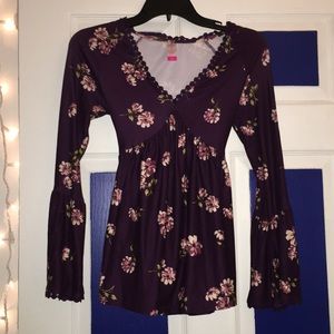 Purple dress shirt with floral print